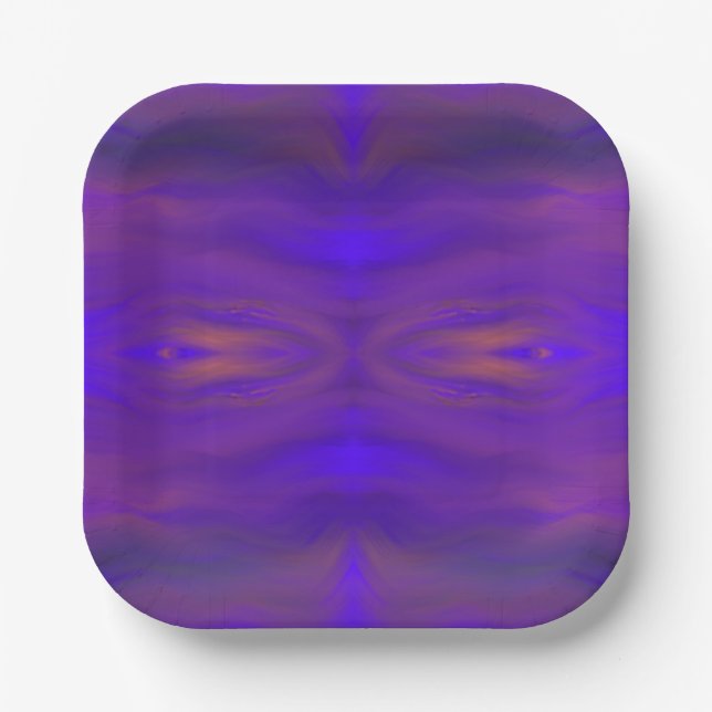 Blue Orange And Purple Abstract Design Pattern Paper Plate (Front)