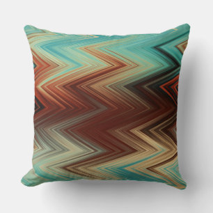 Blue, orange and red chevron Pattern  Throw Pillow