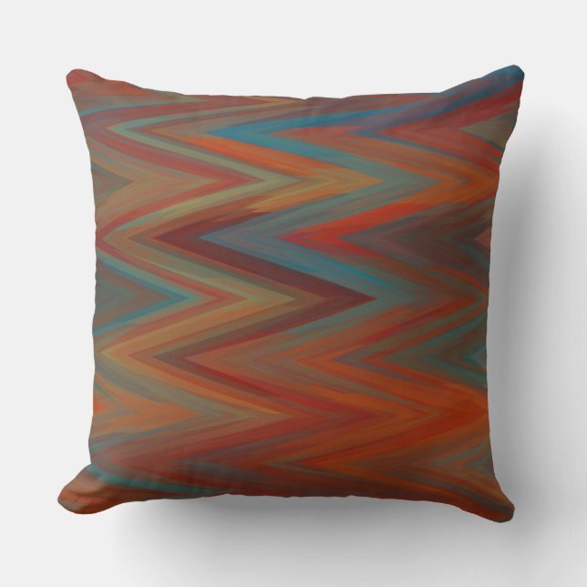 Blue, orange and red chevron Pattern  Throw Pillow (Front)