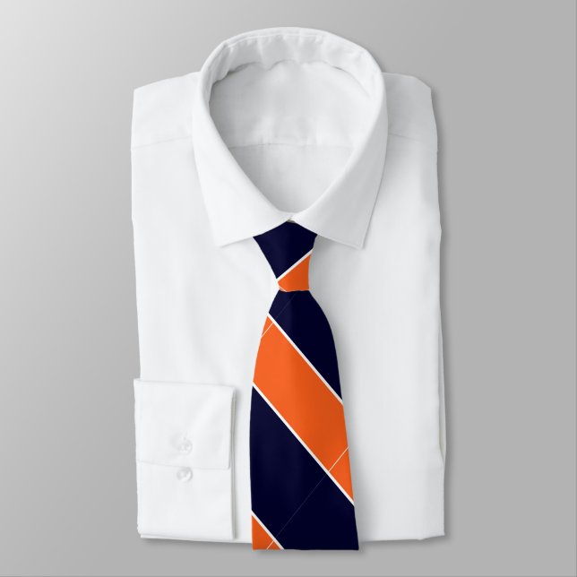 Blue Orange and White-Striped Tie (Tied)