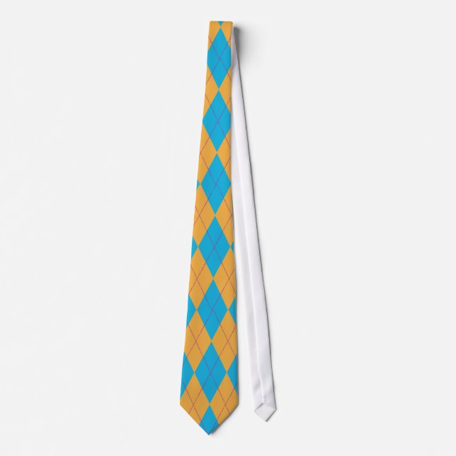 Blue & Orange Argyle Tie (Front)