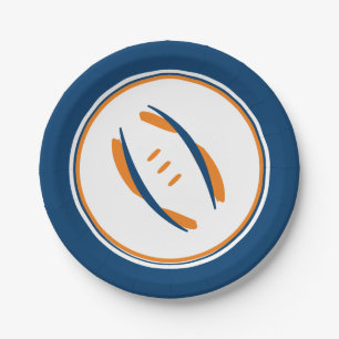 Blue & Orange Artistic Football 7" Paper Plates