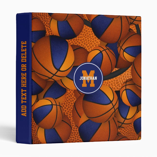 blue orange basketball team colours sports pattern binder (Front/Spine)