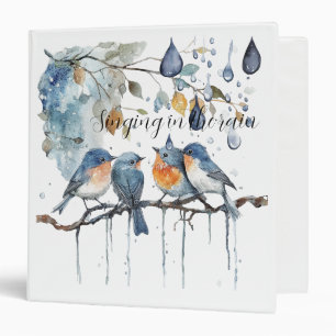 Blue Orange Birds Singing in the Rain Binder