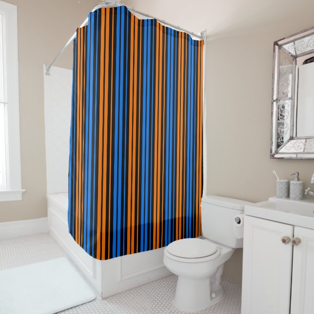 Blue Orange Blue Vertical Stripes Design   (In Situ)