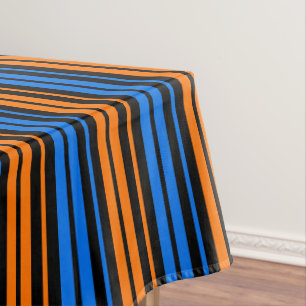 Blue Orange Blue Vertical Stripes Design Tablecloth