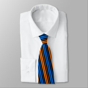 Blue Orange Blue Vertical Stripes Design Tie