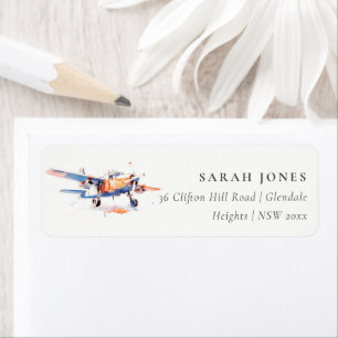 Blue Orange Blush Aquarelle Air Plane Adresse