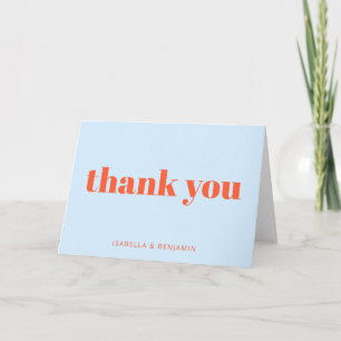 Blue Orange Bold Modern Personalized Wedding Thank You Card