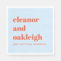 Blue Orange Bold Modern Typography Wedding Custom