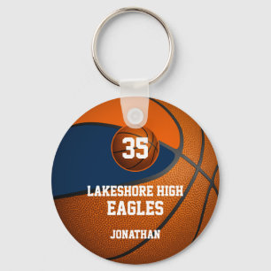 Blue orange boys' basketball team gifts keychain