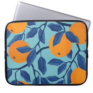 Blue Orange Branch Pattern Laptop Sleeve