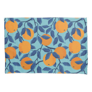 Blue Orange Branch Pattern Pillowcase