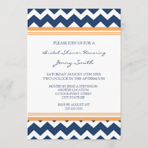Blue Orange Bridal Shower Invitation Cards