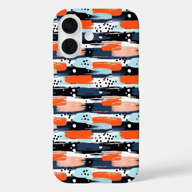 Blue Orange Brushstrokes Abstract Pattern Case-Mate iPhone Case (Back)