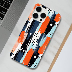 Blue Orange Brushstrokes Abstract Pattern iPhone 16 Pro Max Case