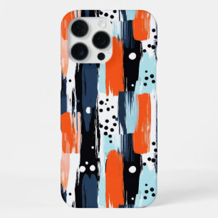 Blue Orange Brushstrokes Abstract Pattern iPhone 16 Pro Max Case