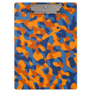 Blue Orange Camouflage Print Pattern Clipboard