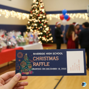 Blue Orange Christmas Raffle Entry Pass Ticket