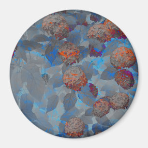 Blue orange colour flower pattern digital art magnet