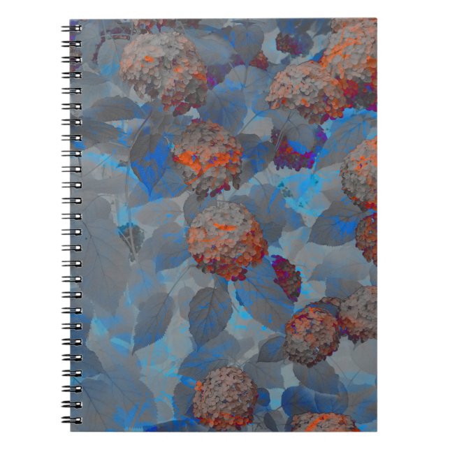Blue orange colour flower pattern digital art notebook (Front)
