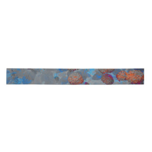 Blue orange colour flower pattern digital art satin ribbon