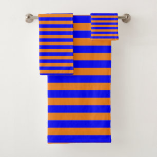 Blue & Orange contemporary stripe Towel Set