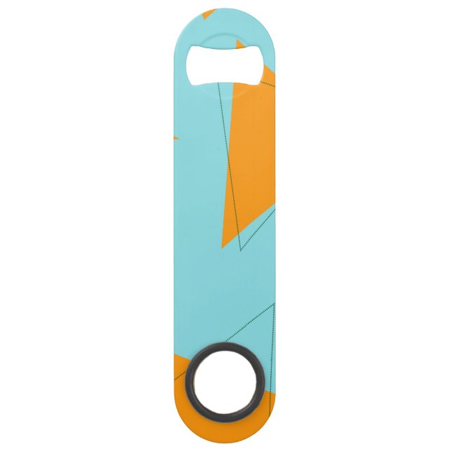 Blue,orange, cool, trendy, modern triangle pattern bar key (Front)