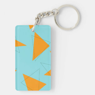Blue,orange, cool, trendy, modern triangle pattern keychain