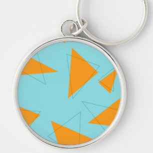 Blue,orange, cool, trendy, modern triangle pattern keychain