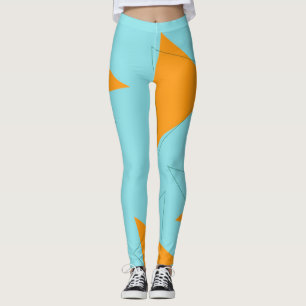 Blue,orange, cool, trendy, modern triangle pattern leggings