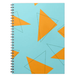 Blue,orange, cool, trendy, modern triangle pattern notebook