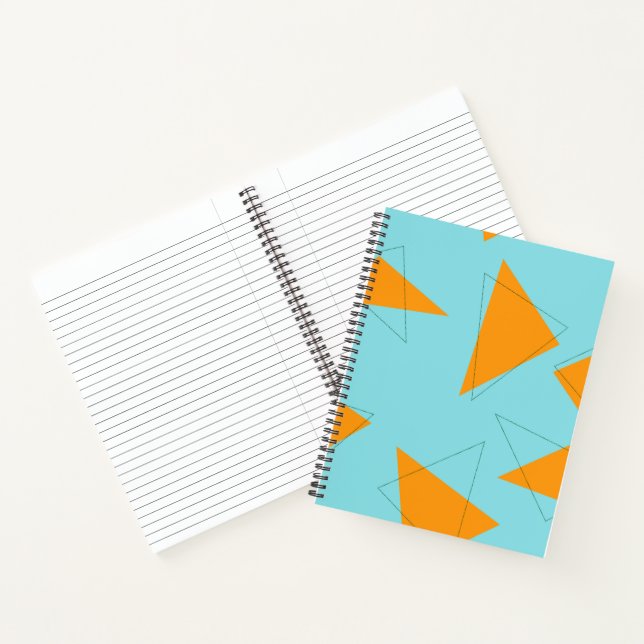 Blue,orange, cool, trendy, modern triangle pattern notebook (Inside)