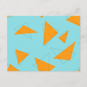 Blue,orange, cool, trendy, modern triangle pattern postcard
