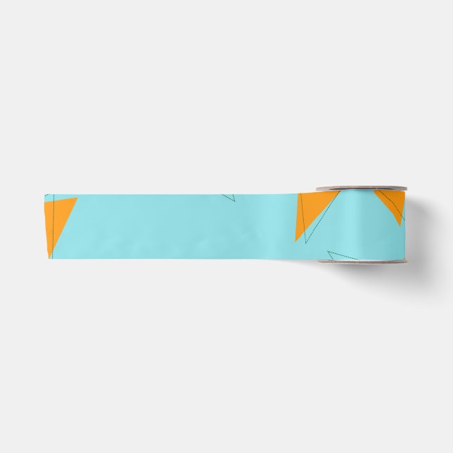 Blue,orange, cool, trendy, modern triangle pattern satin ribbon (Front)