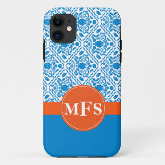 Blue/Orange Damask Pattern Initials iPhone 5 case