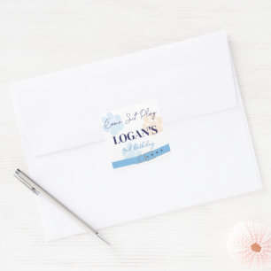 Blue Orange Dog Paw Print Birthday Party Any Age Square Sticker