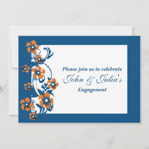 Blue orange engagement anniversary CUSTOM Invitation