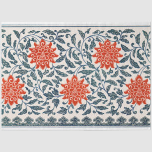 Blue & Orange floral decoupage tissue Tissue Paper