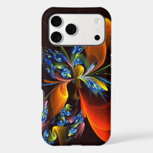 Blue Orange Floral Modern Abstract Art Pattern #03