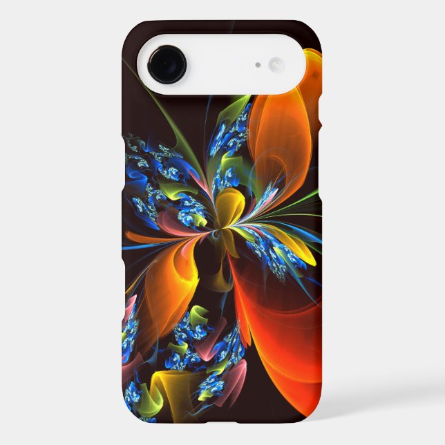 Blue Orange Floral Modern Abstract Art Pattern #03 (Back)