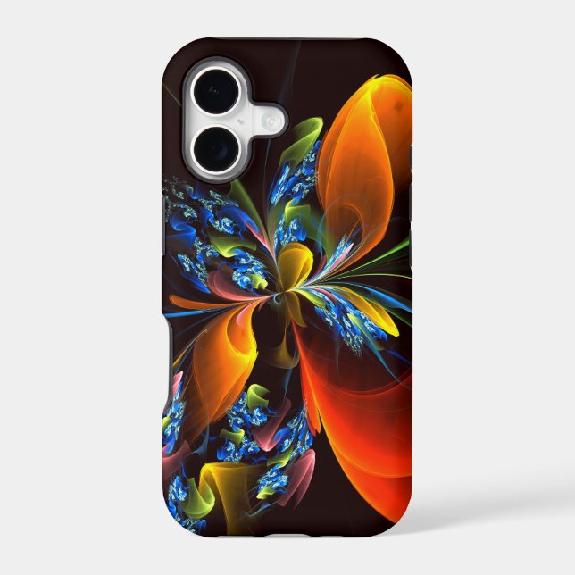 Blue Orange Floral Modern Abstract Art Pattern #03 (Back)