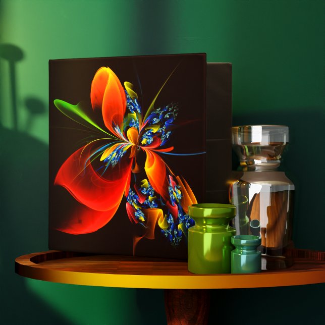 Blue Orange Floral Modern Abstract Art Pattern #03 Binder (Blue Orange Floral Modern Abstract Art Pattern #03 3 Ring Binder)