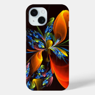 Blue Orange Floral Modern Abstract Art Pattern #03 iPhone 15 Case