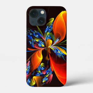 Blue Orange Floral Modern Abstract Art Pattern #03 iPhone 13 Mini Case