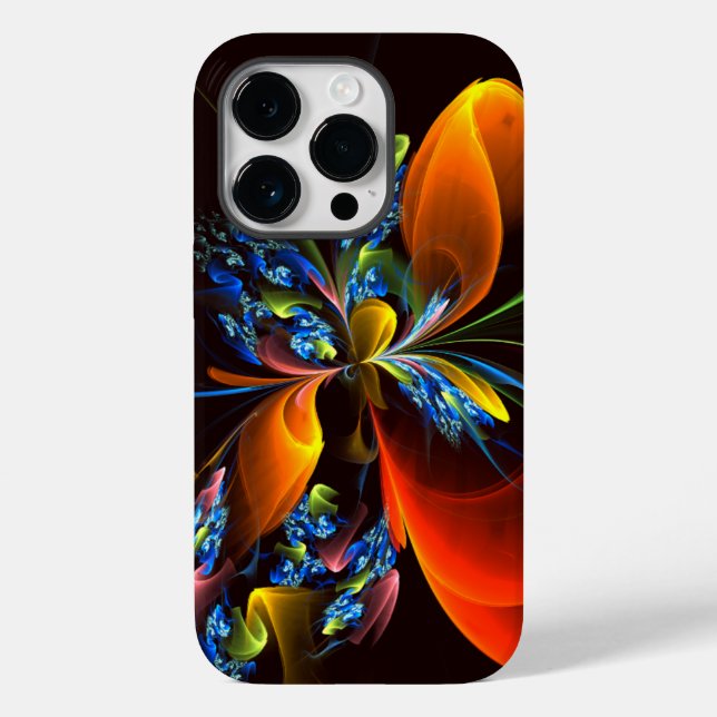 Blue Orange Floral Modern Abstract Art Pattern #03 Case-Mate iPhone Case (Back)