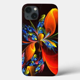 Blue Orange Floral Modern Abstract Art Pattern #03 iPhone 13 Case