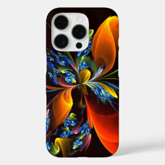 Blue Orange Floral Modern Abstract Art Pattern #03 iPhone 16 Pro Case