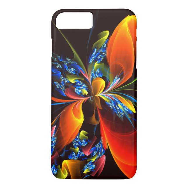 Blue Orange Floral Modern Abstract Art Pattern #03 Case-Mate iPhone Case (Back)
