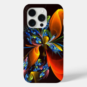 Blue Orange Floral Modern Abstract Art Pattern #03 iPhone 15 Pro Case